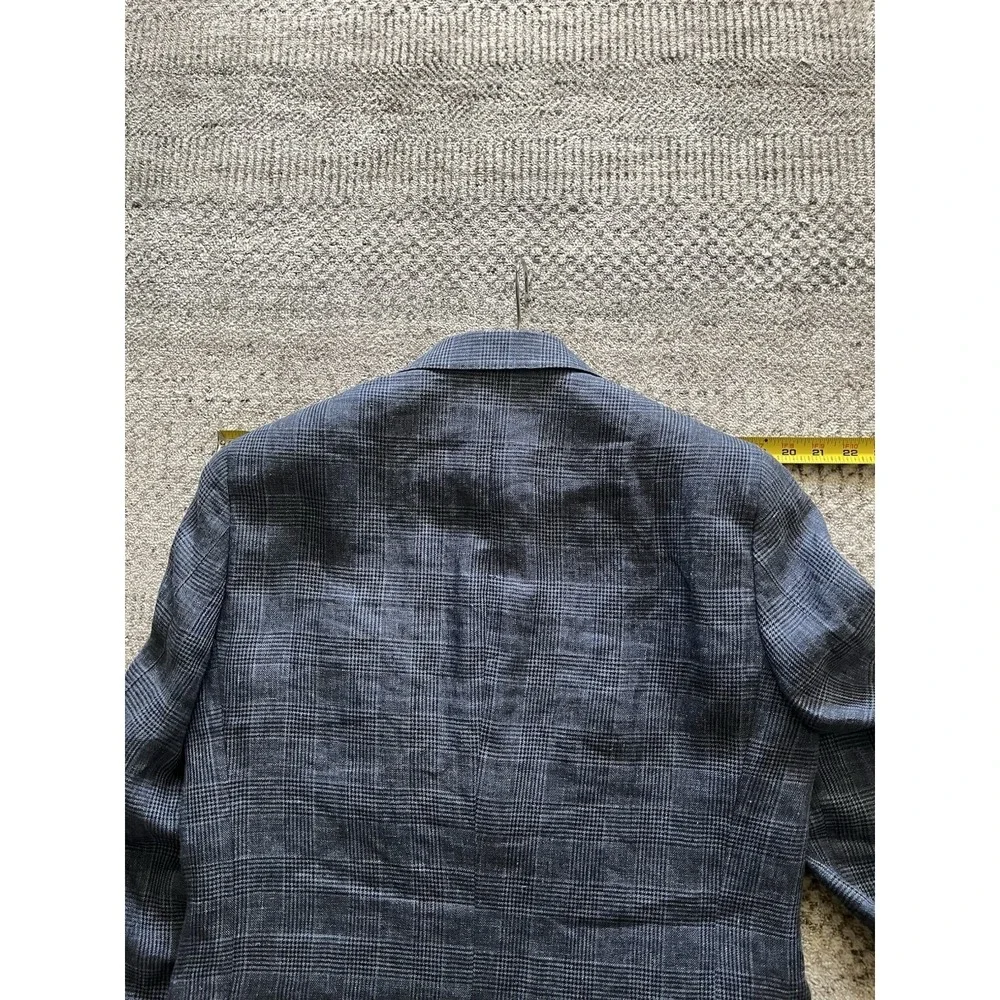 Scotch & Soda Men's Blue Tweed Plaid Two Button Blazer Luxury